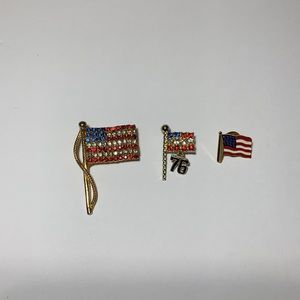 American Flag Rhinestone Brooch Pin USA Flag 76 Pin USA Flag Tack Pin Patriotic
